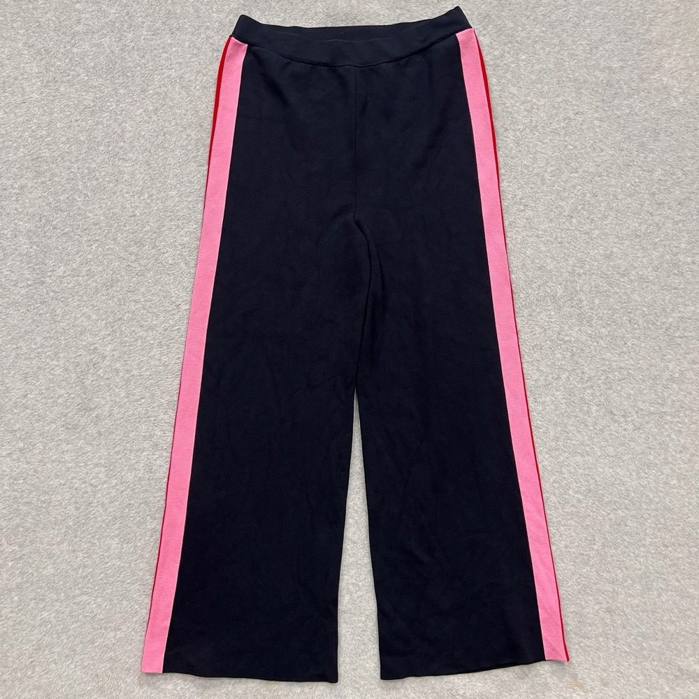 Anthropologie Maeve Size XL Navy Pink Red Side Stripe Knit Wide Leg Track Pants